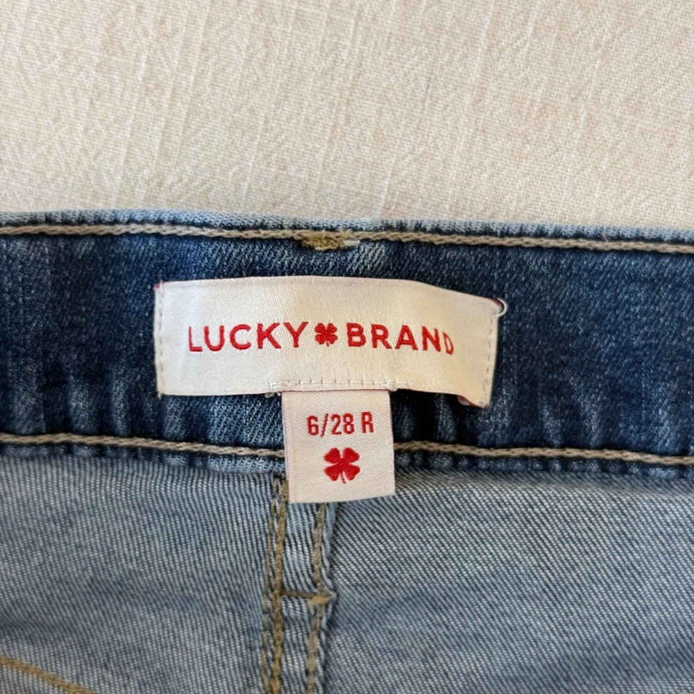 Lucky Brand Stevie High Rise Flare Jeans Womens 6/28 Blue Raw Hem Boho Retro - Picture 5 of 11